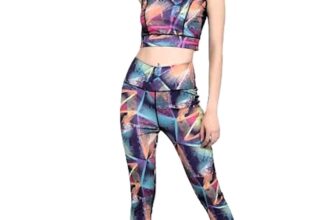 womens Gym Wear Set, Printed Track Pant & Spo &hellip;