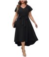 C4D Women Plus Size V-Neck High-Low Maxi Maxi Gown &hellip;