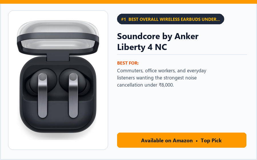 Soundcore by Anker Liberty 4 NC - Best Overall Wireless Earbuds Under ₹8,000 (Best Wireless Earbuds Under ₹8,000)