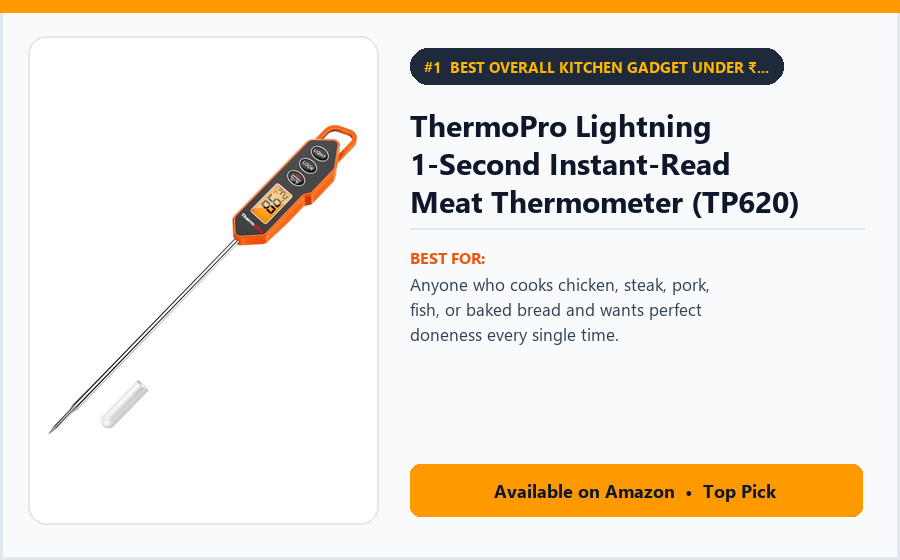 ThermoPro Lightning 1-Second Instant-Read Meat Thermometer (TP620) - Best Overall Kitchen Gadget Under ₹4,000 (1-Second Waterproof Thermometer) (Best Kitchen Gadgets Under ₹4,000 2026)