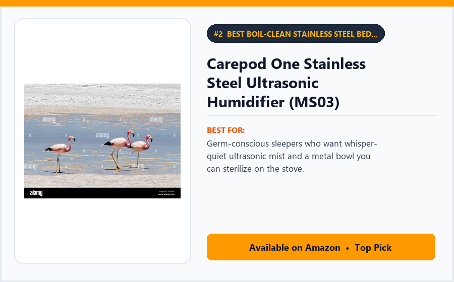Carepod One Stainless Steel Ultrasonic Humidifier (MS03) - Best Boil-Clean Stainless Steel Bedroom Humidifier (Best Humidifiers for Bedrooms 2026)