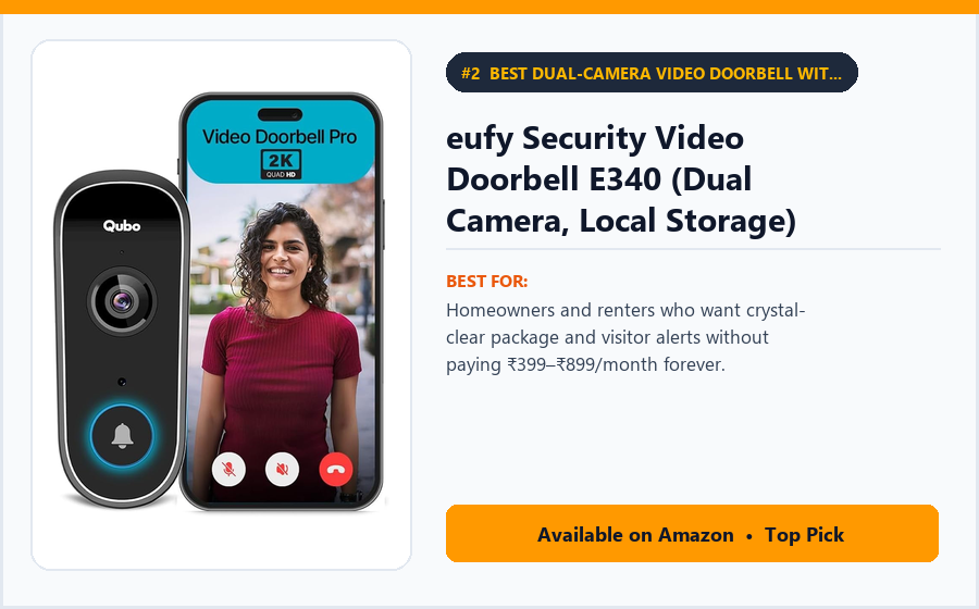 eufy Security Video Doorbell E340 (Dual Camera, Local Storage) - Best Dual-Camera Video Doorbell with Zero Monthly Subscription Fees (Best Smart Home Gadgets 2026)