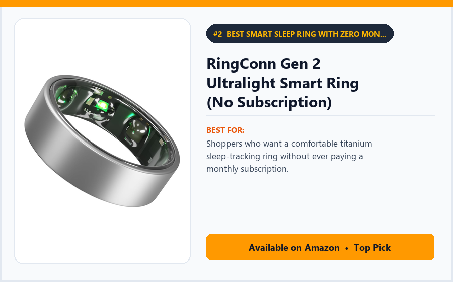 RingConn Gen 2 Ultralight Smart Ring (No Subscription) - Best Smart Sleep Ring with Zero Monthly Subscription Fees (Best Sleep Tracking Devices 2026)