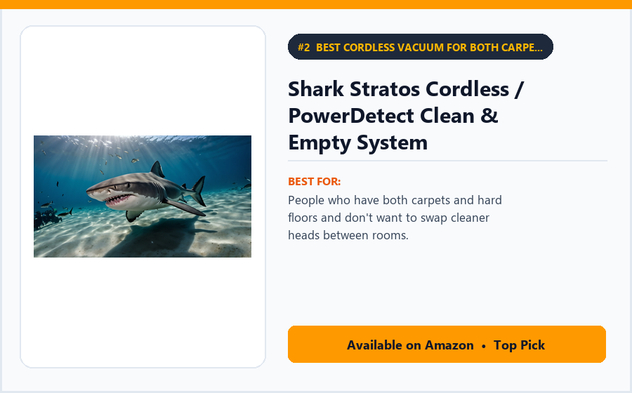 Shark Stratos Cordless / PowerDetect Clean & Empty System - Best Cordless Vacuum for Both Carpets & Bare Floors Without Swapping Heads (Best Cordless Vacuum Cleaners 2026)