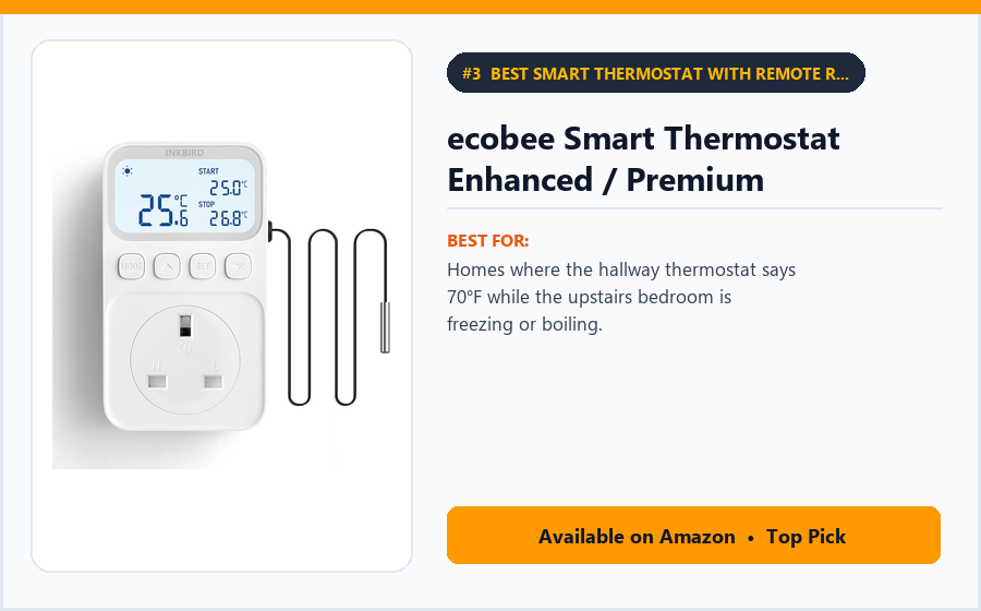 ecobee Smart Thermostat Enhanced / Premium - Best Smart Thermostat with Remote Room Sensor for Even Bedroom Temps (Best Smart Home Gadgets 2026)