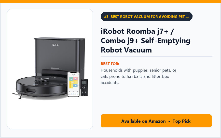 iRobot Roomba j7+ / Combo j9+ Self-Emptying Robot Vacuum - Best Robot Vacuum for Avoiding Pet Accidents (P.O.O.P. Guarantee) (Best Robot Vacuum Cleaners for Pet Hair 2026)