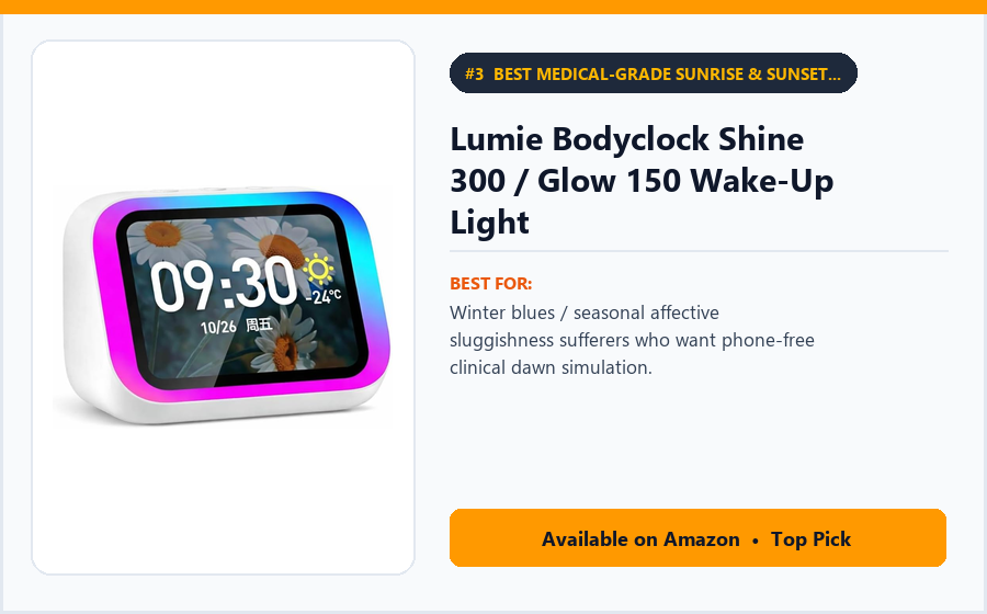 Lumie Bodyclock Shine 300 / Glow 150 Wake-Up Light - Best Medical-Grade Sunrise & Sunset Light Clock (Best Sunrise Alarm Clocks 2026)