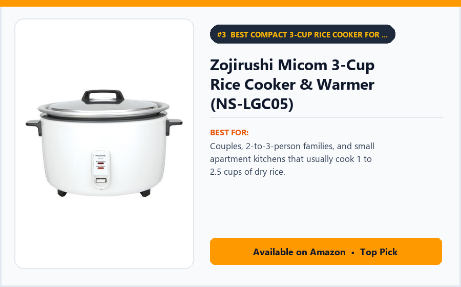 Zojirushi Micom 3-Cup Rice Cooker & Warmer (NS-LGC05) - Best Compact 3-Cup Rice Cooker for Couples & Small Counters (Best Rice Cookers for Small Families 2026)