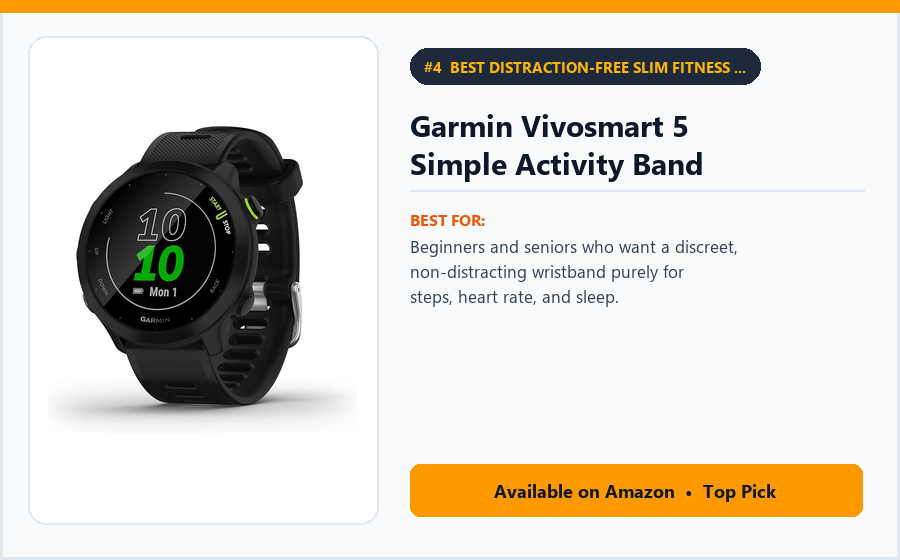 Garmin Vivosmart 5 Simple Activity Band Garmin Vivosmart 5 Simple Activity Band - Best Distraction-Free Slim Fitness Band (No Color Screen Glare) (Best Fitness Trackers for Beginners 2026)