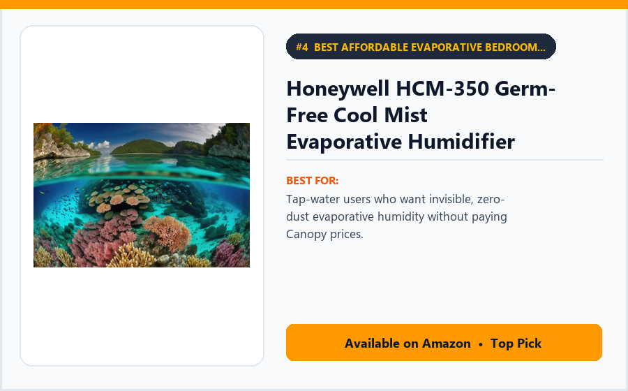 Honeywell HCM-350 Germ-Free Cool Mist Evaporative Humidifier - Best Affordable Evaporative Bedroom Humidifier for Tap Water (Best Humidifiers for Bedrooms 2026)