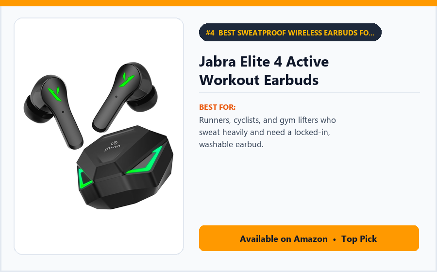 Jabra Elite 4 Active Workout Earbuds - Best Sweatproof Wireless Earbuds for Running & Gym (Best Wireless Earbuds Under ₹8,000)