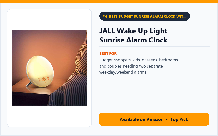 JALL Wake Up Light Sunrise Alarm Clock - Best Budget Sunrise Alarm Clock with Dual Alarms (Best Sunrise Alarm Clocks 2026)