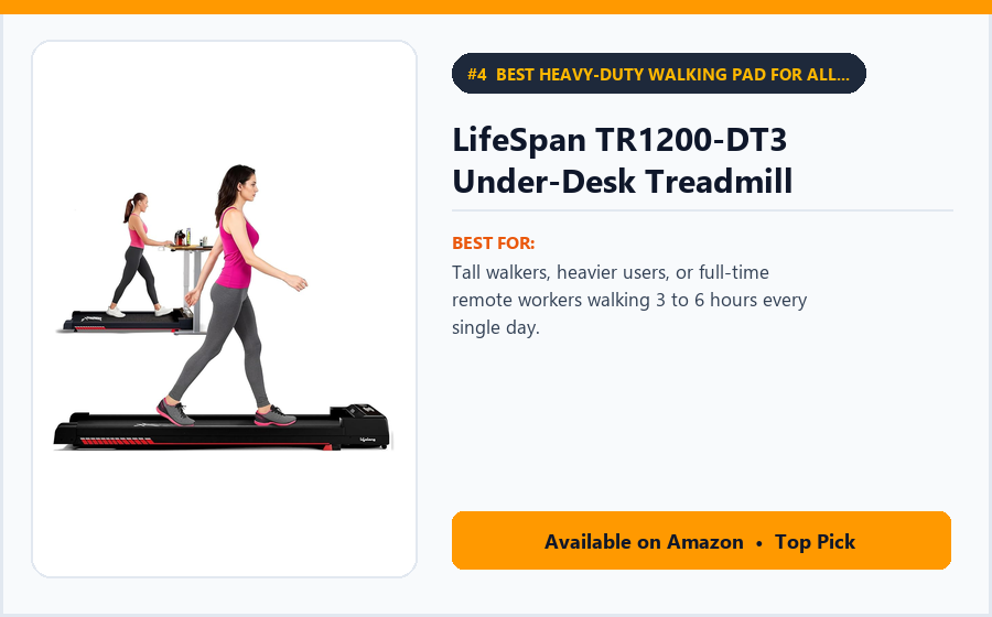 LifeSpan TR1200-DT3 Under-Desk Treadmill - Best Heavy-Duty Walking Pad for All-Day Daily Use (Best Walking Pads for Home & Office 2026)