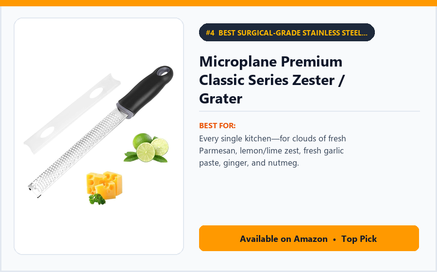 Microplane Premium Classic Series Zester / Grater - Best Surgical-Grade Stainless Steel Grater for Parmesan, Garlic & Citrus (Best Kitchen Gadgets Under ₹4,000 2026)