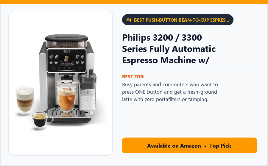 Philips 3200 / 3300 Series Fully Automatic Espresso Machine w/ LatteGo - Best Push-Button Bean-to-Cup Espresso & Latte Machine (Zero Portafilter) (Best Espresso Machines for Beginners 2026)