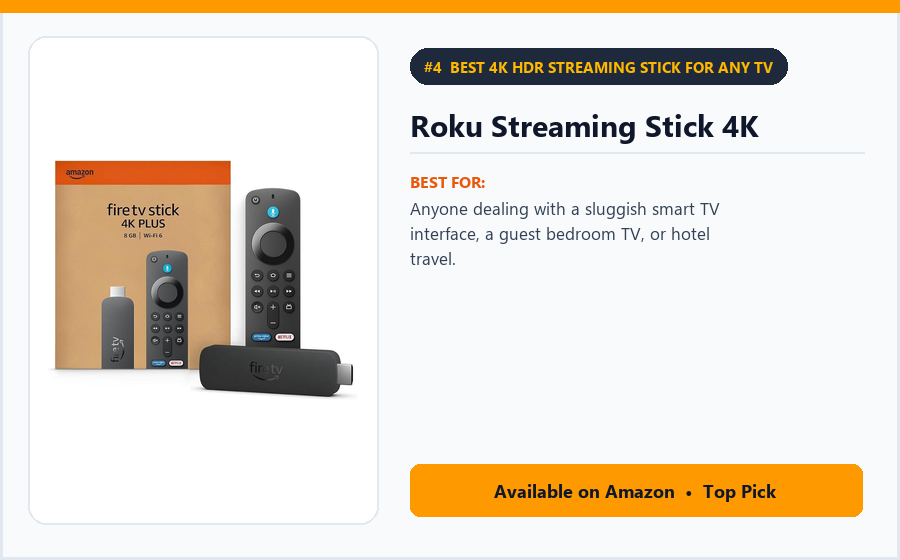 Roku Streaming Stick 4K - Best 4K HDR Streaming Stick for Any TV (Best Tech Gadgets Under ₹4,000 2026)