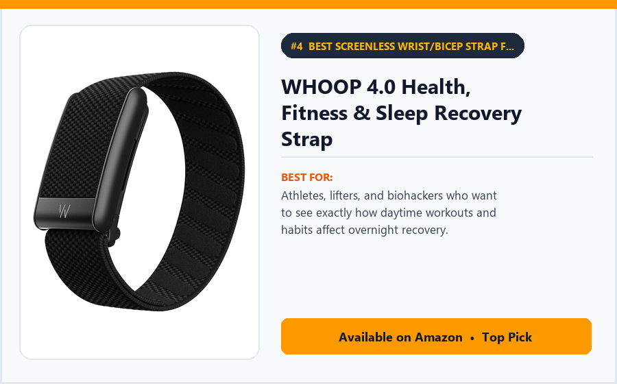 WHOOP 4.0 Health, Fitness & Sleep Recovery Strap - Best Screenless Wrist/Bicep Strap for Strain, Recovery & Sleep Coaching (Best Sleep Tracking Devices 2026)