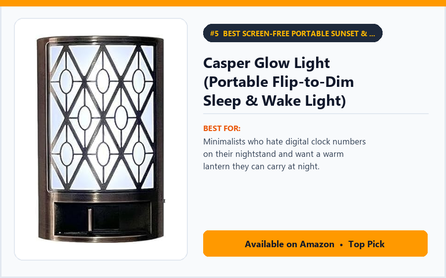 Casper Glow Light (Portable Flip-to-Dim Sleep & Wake Light) - Best Screen-Free Portable Sunset & Sunrise Lantern (Best Sunrise Alarm Clocks 2026)