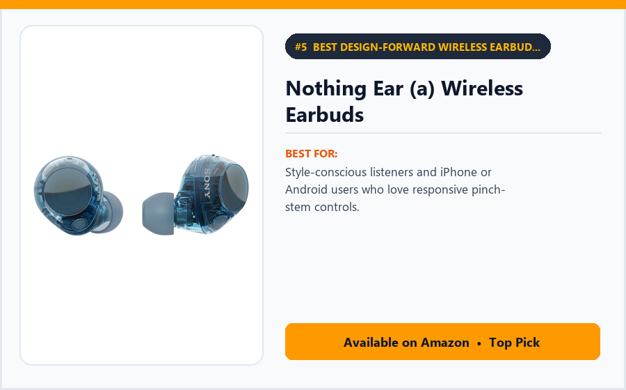 Nothing Ear (a) Wireless Earbuds - Best Design-Forward Wireless Earbuds Under ₹8,000 (Best Wireless Earbuds Under ₹8,000)