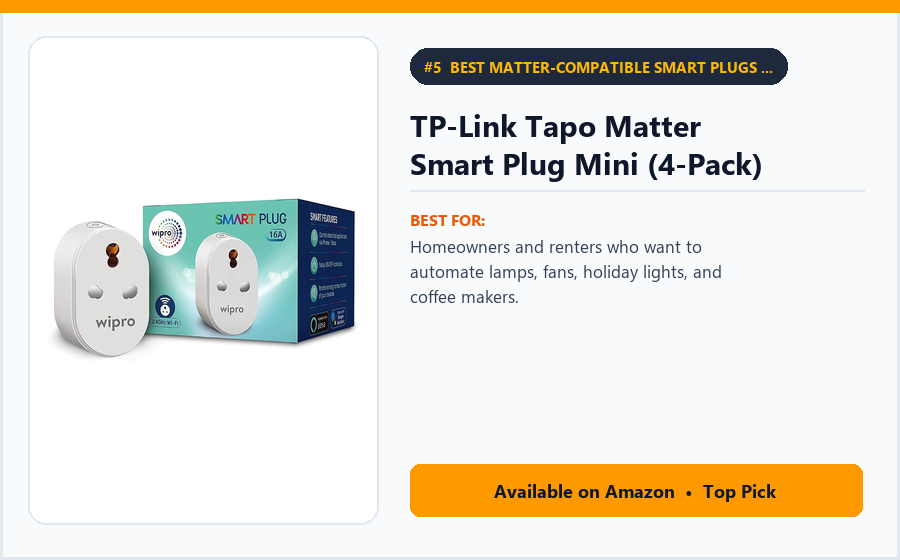 TP-Link Tapo Matter Smart Plug Mini (4-Pack) - Best Matter-Compatible Smart Plugs with Energy Monitoring (Best Tech Gadgets Under ₹4,000 2026)