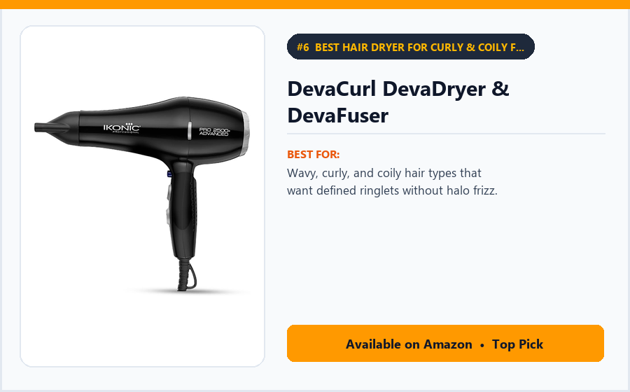 DevaCurl DevaDryer & DevaFuser - Best Hair Dryer for Curly & Coily Frizz Control (Best Hair Dryers for Frizzy Hair 2026)
