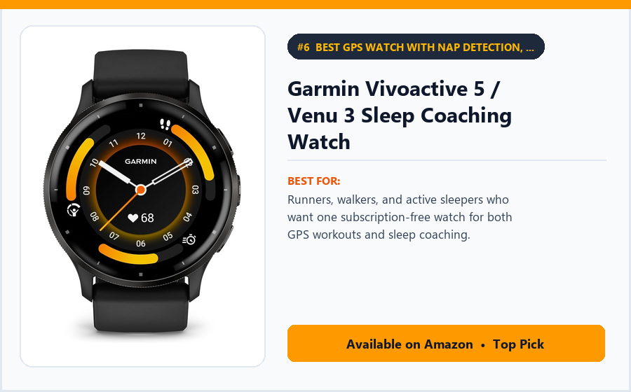 Garmin Vivoactive 5 / Venu 3 Sleep Coaching Watch - Best GPS Watch with Nap Detection, HRV Status & Sleep Coach (Best Sleep Tracking Devices 2026)