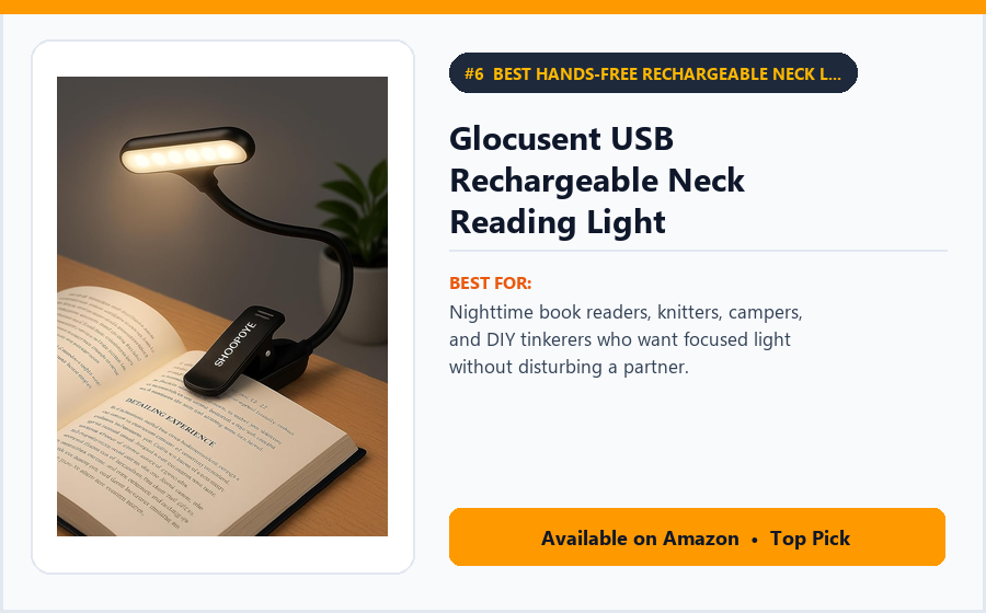 Glocusent USB Rechargeable Neck Reading Light - Best Hands-Free Rechargeable Neck Light for Reading in Bed (Best Tech Gadgets Under ₹4,000 2026)