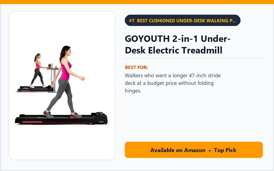 GOYOUTH 2-in-1 Under-Desk Electric Treadmill - Best Cushioned Under-Desk Walking Pad with Bluetooth Speaker (Best Walking Pads for Home & Office 2026)