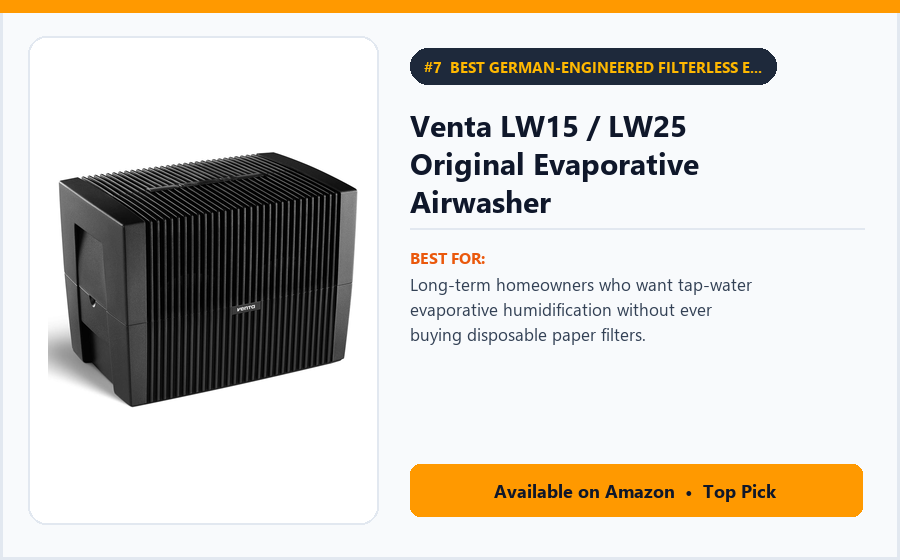 Venta LW15 / LW25 Original Evaporative Airwasher - Best German-Engineered Filterless Evaporative Bedroom Humidifier (Best Humidifiers for Bedrooms 2026)