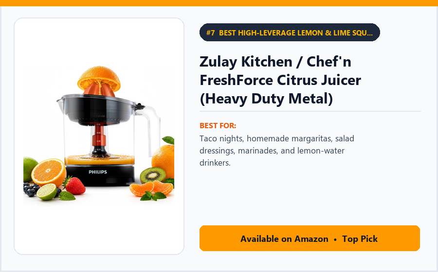 Zulay Kitchen / Chef'n FreshForce Citrus Juicer (Heavy Duty Metal) - Best High-Leverage Lemon & Lime Squeezer (Best Kitchen Gadgets Under ₹4,000 2026)