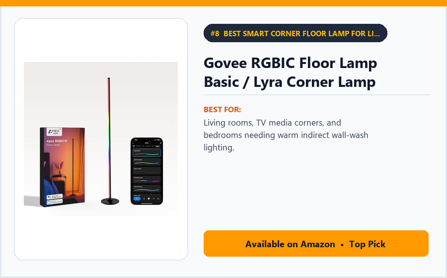 Govee RGBIC Floor Lamp Basic / Lyra Corner Lamp - Best Smart Corner Floor Lamp for Living Rooms & Bedrooms (Best Smart Home Gadgets 2026)