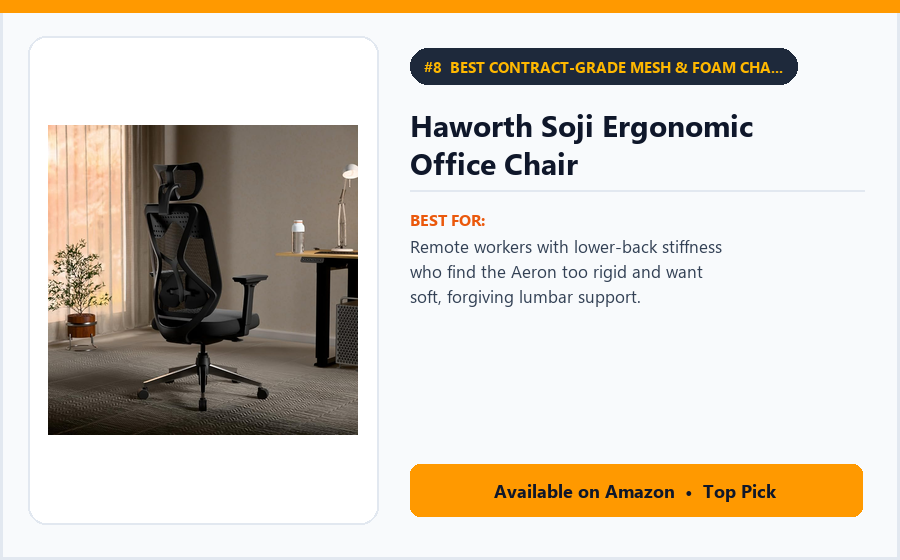 Haworth Soji Ergonomic Office Chair - Best Contract-Grade Mesh & Foam Chair for Lower Back Relief (Best Ergonomic Office Chairs 2026)