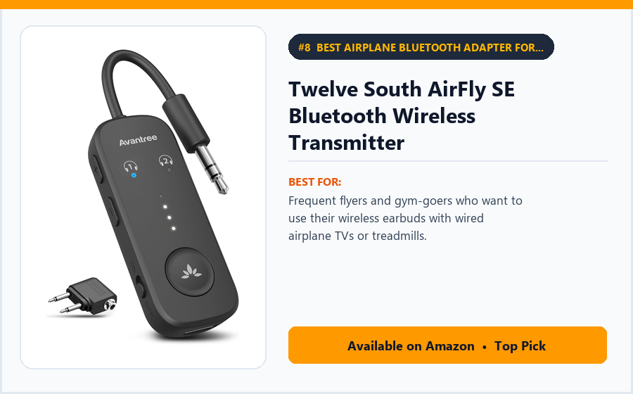 Twelve South AirFly SE Bluetooth Wireless Transmitter - Best Airplane Bluetooth Adapter for Wireless Earbuds (Best Tech Gadgets Under ₹4,000 2026)