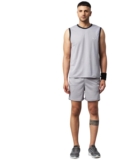 Chrome & Coral Men Grey Sleeveless Sports Gym &hellip;