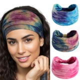 XFYT Pack of 3 Tie-Dye Boho Chic Sports Hair Bands &hellip;
